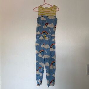 Mini Boden Blue Rainbow Cloud Jumpsuit with Yellow Stripes